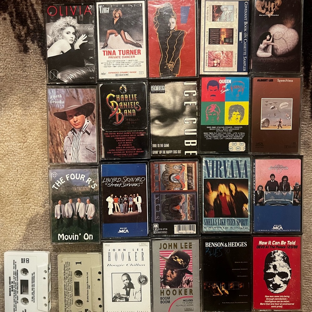Mixed Vintage Cassette Lot – Nirvana, Ice Cube, Queen, Tina Turner, Cher, + more